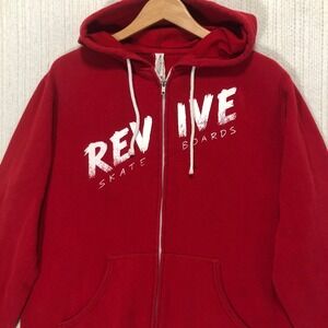 Revive‎ Skateboards Red Full Zip Hoodie Sweatshirt Adult Large